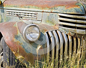 old vintage rusted pickup farm truck classic front grille