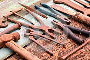 Old vintage rusty tools