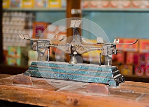 Old vintage scale for traditional Chinese pharmacy store.