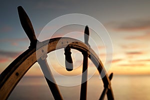 Old Vintage Ship Rudder in Sunset Light