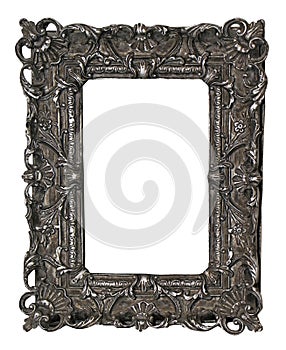 Old vintage silver frame on white