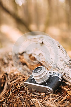 Old Vintage Small-Format Rangefinder Camera, 1950-1960s.