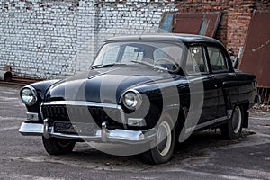 Old vintage soviet black retro car