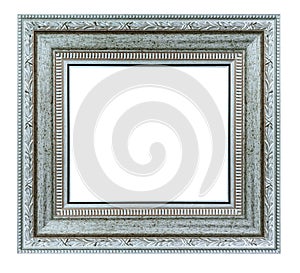 Old vintage square silver frame on a white background