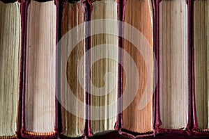 Old vintage stack of books education concept background