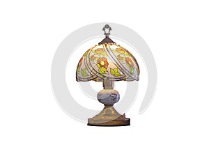 The Old Vintage Stained Glass Tiffany Table Lamp isolated on white background with clipping path