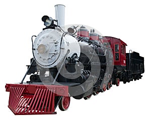 Old Vintage Steam Locomotive Train Isolated, White photo