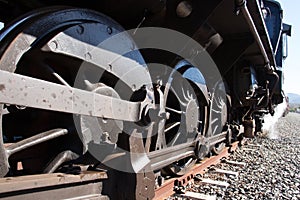 Old vintage steamtrain locomotive letting of stem