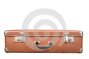 Old vintage suitcase isolated on a white background