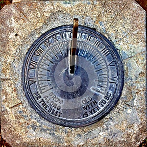 Old Vintage Sundial Set in Concrete