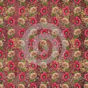 Old vintage tapestry flower wallpaper