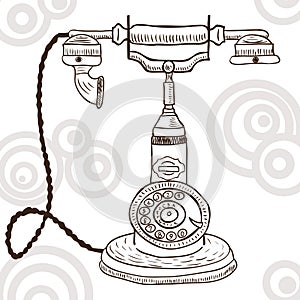 Old vintage telephone - retro illustration