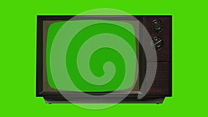 Old Vintage Television with Green Screen Zoom. 80s Television with Green Screen