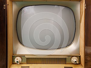 Old vintage tv or television frontal view