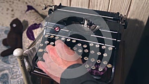 Old Vintage Typewriter Being Used By A man