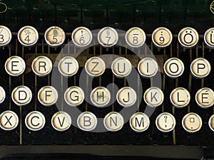 Old vintage typewriter letters keyboard alphabet circles