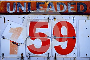 Old Vintage Unleaded Gas Sign with Price Per Gallon