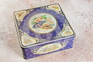 Old vintage violet tin box