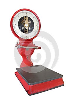 Old vintage weight scale isolated