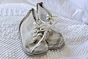 Old Vintage White Baby Shoes