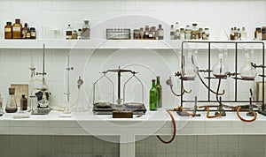 Old vintage wine laboratory