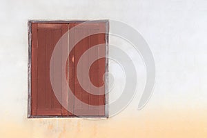 Old vintage wood window on gray wall background and have clipping