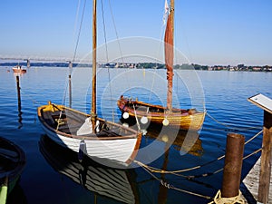 Old vintage wooden sail boat