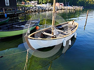 Old vintage wooden sail boat