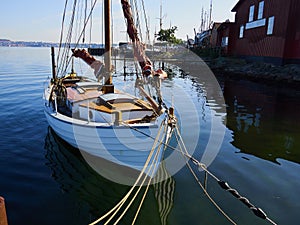 Old vintage wooden sail boat