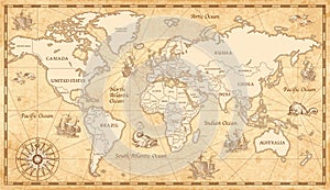 Old Vintage World Map photo