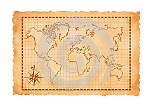 Old vintage world map vector illustration