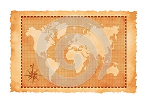Old vintage world map vector illustration