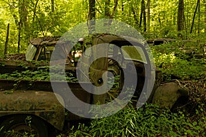 old vintage wrecked car