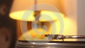 Old vinyl record with clipping path. old vinyl record with clipping path. DJ Turntable with Vinyl Record, Playing, Top View. Close