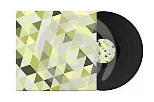 Old Vinyl Record Disk in Abstract Multicolored Paper Case. 3d Rendering