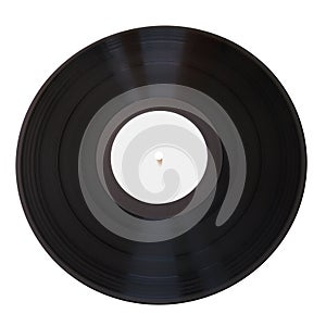 Old vinyl record isolated on white background