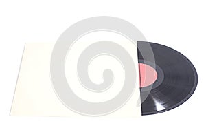 Old vinyl record in paper case