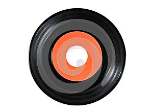 Old vinyl record on white background