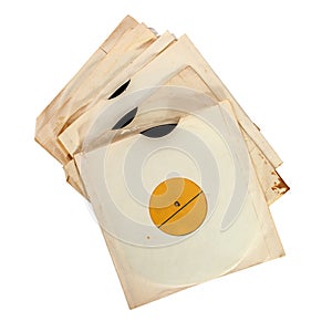 Old vinyl records in paper covers