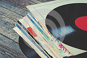 Old vinyl records photo