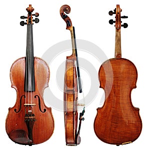 Old Violin isolated on a white background in