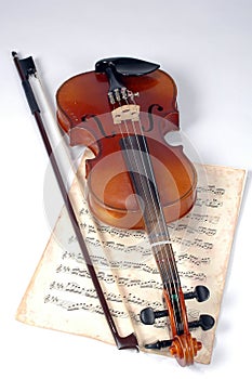 Old Violin With Music Sheet