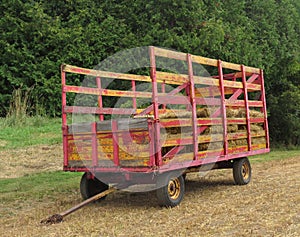 Old wagon for hauling hay.