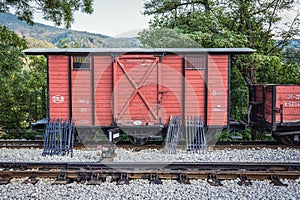 Old wagon on station of Sargan Eight heritage railway in Mokra Gora, Serbia