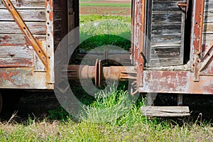 Old wagon, train wagon at an old station on the rails