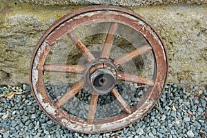 Old wagon wheel.