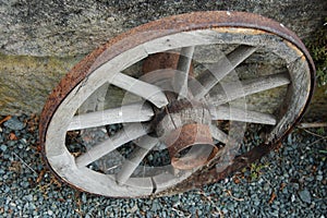 Old wagon wheel.