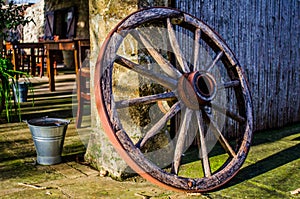 Old wagon wheel