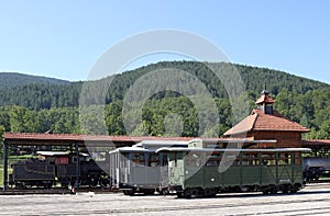 Old wagons and steam locomotive
