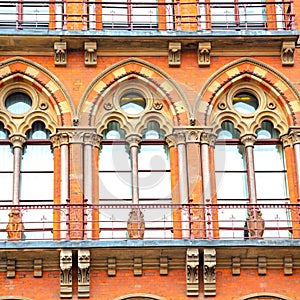 old wall architecture in london england windows and brick exteri